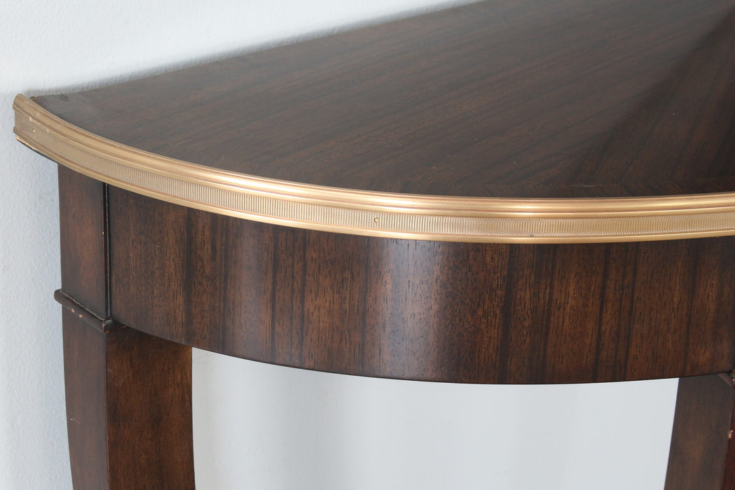 Regency Demi Lune Console With Brass Accent