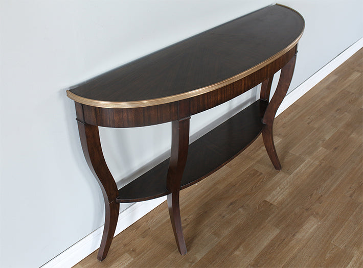 Regency Demi Lune Console With Brass Accent