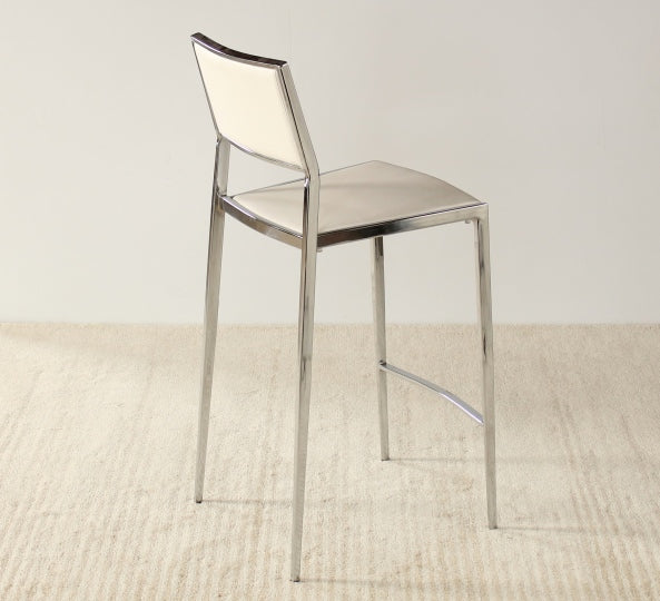 CST22 Polished Chrome Counter Chair in White
