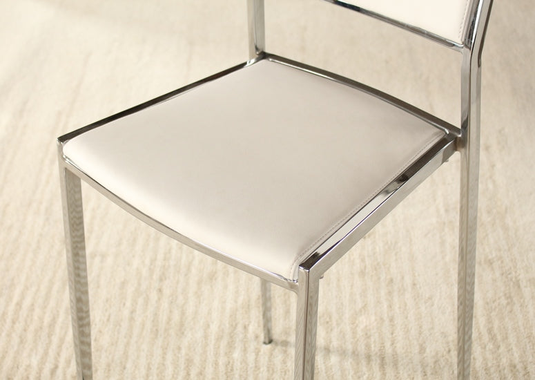 CST22 Polished Chrome Counter Chair in White