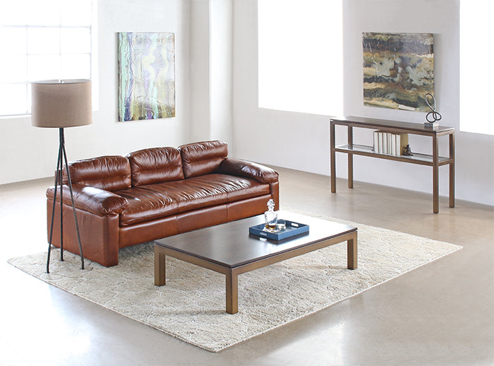 CS186 Mitchell Gold Parsons Console in Vintage Brass with Sienna Finish