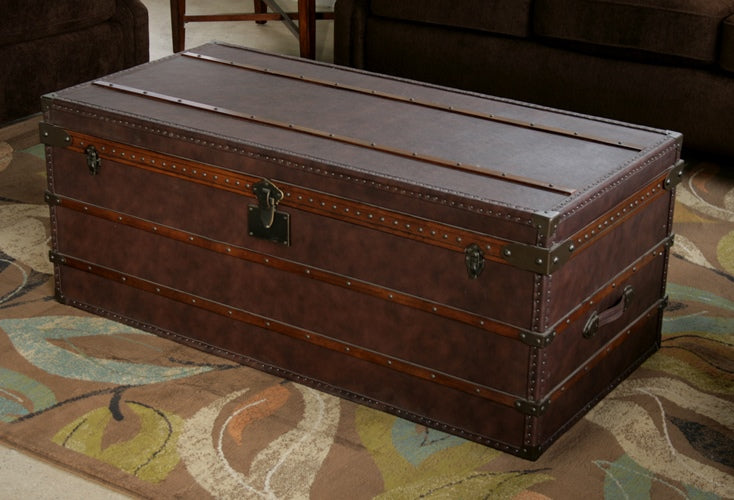 Leather Steamer Trunk Coffee Table
