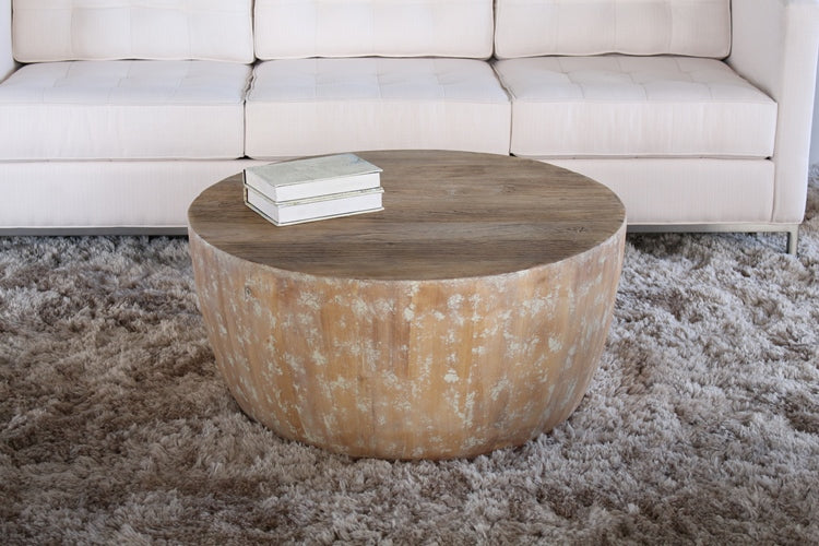 Round Butcher-Block Coffee Table