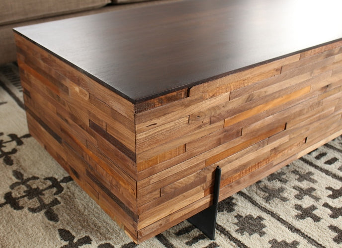 CT226 Recycled Wood Block Rectangular Coffee Table