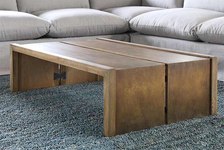 CT259 Weaver Coffee Table in Antique Brass