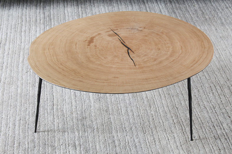 CT267 Tall White Oak Coffee Table with Forged Steel Legs