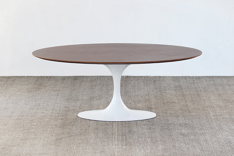 CT285 Saarinen Style Coffee Table with Walnut Top and White Base