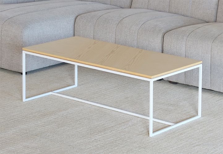 Blonde Wood Top With White Base Coffee Table