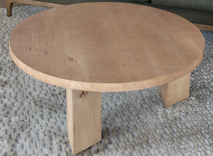 Round Parawood Tri-Pedestal Coffee Table