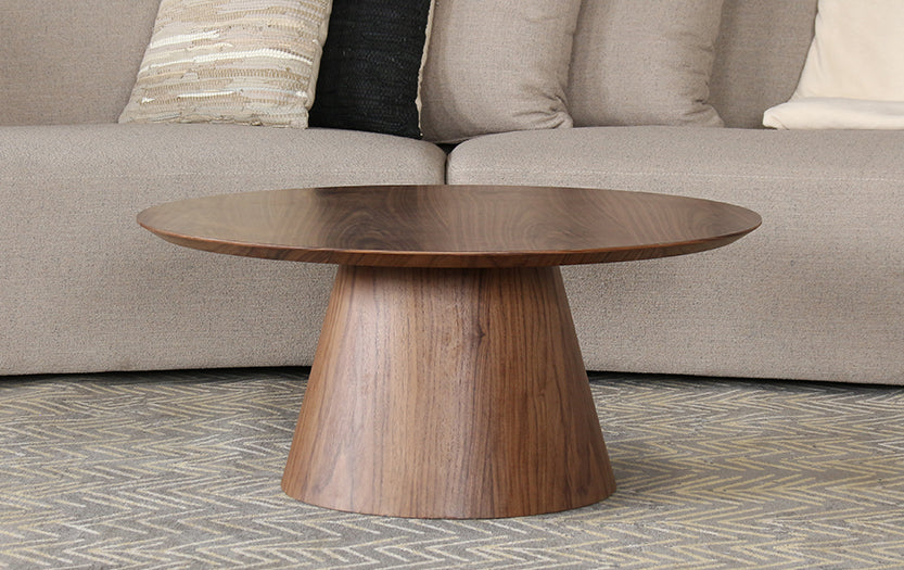 Walnut Veneer Pedestal Coffee Table