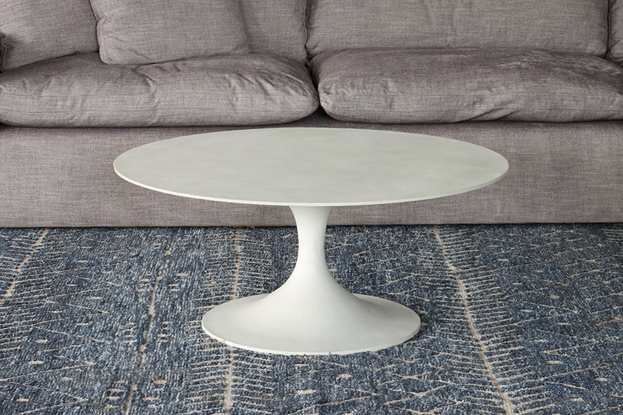 Matte Grey Sculptural Round Coffee Table
