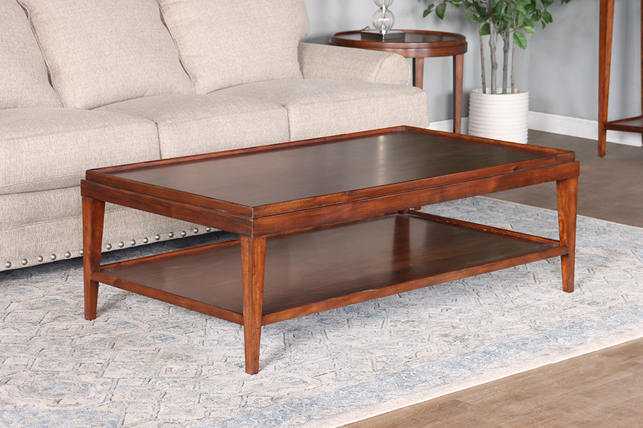 Coffee Table with Raised Edge and Undershelf