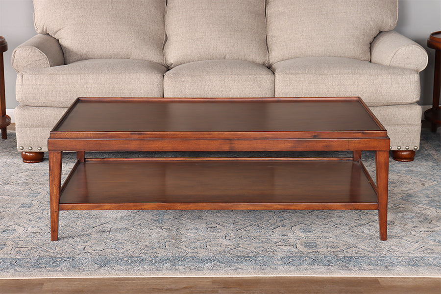 Coffee Table with Raised Edge and Undershelf