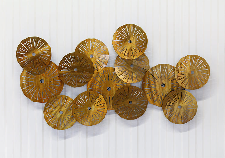 Multiple Brass Discs Wall Sculpture - Cleared Decor