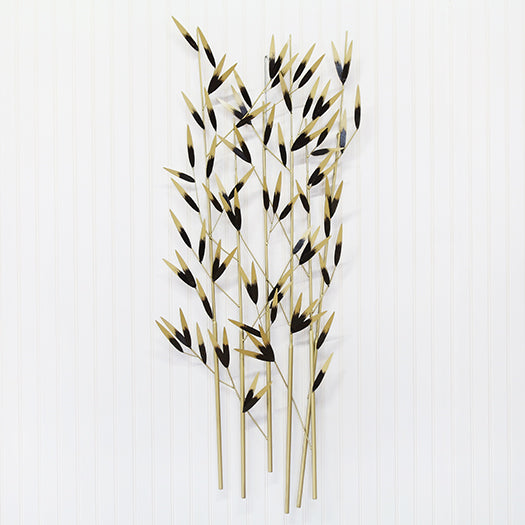 Black And Brass Bamboo Reeds Wall Sculpture - Cleared Decor