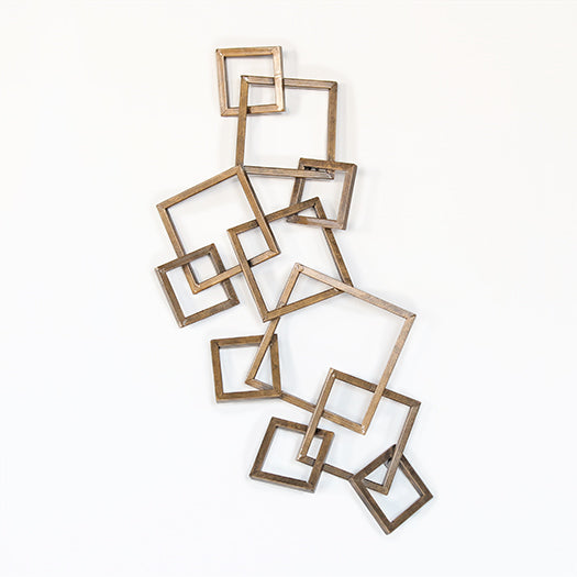 Brass Squared Wall Sculpture- Cleared Decor
