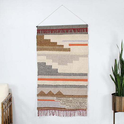 DECOR42 - Geometric Wall Hanging With Fringe 36W X 60H