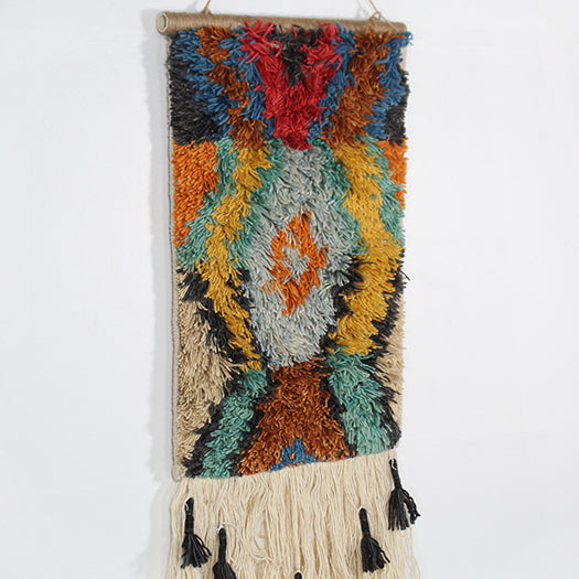 DECOR51 - Hand Knotted Multi-Colored Wall Hanging 17W X 23H