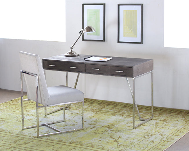 Vintage Shagreen Desk with Stainless Steel Base