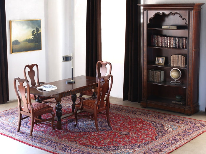 DK113 Ornate Carved Oak Draw Leaf Library Table, Circa 1960
