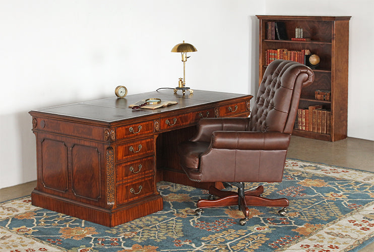 Carved Mahogany Regency-Style Executive Desk