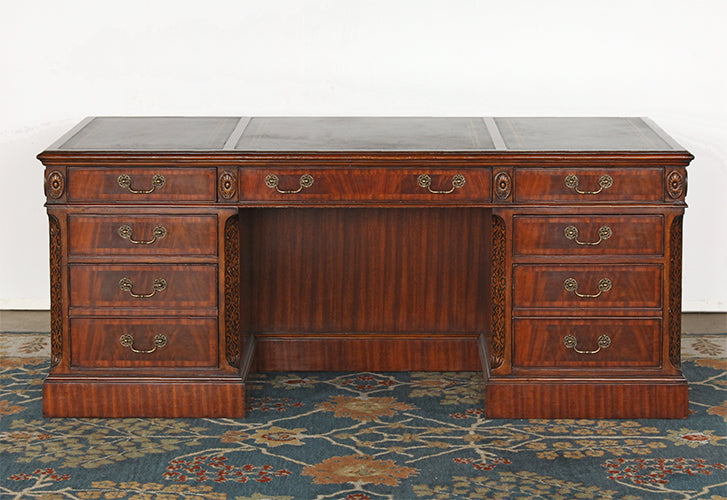 Carved Mahogany Regency-Style Executive Desk