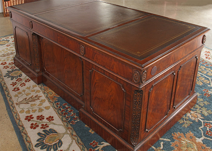 Carved Mahogany Regency-Style Executive Desk