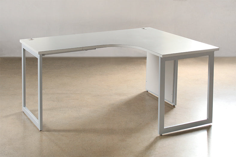 Grey Curved Office Desks Right Hand
