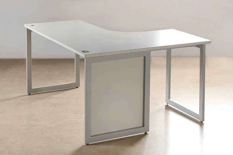 Grey Curved Office Desks Left Hand