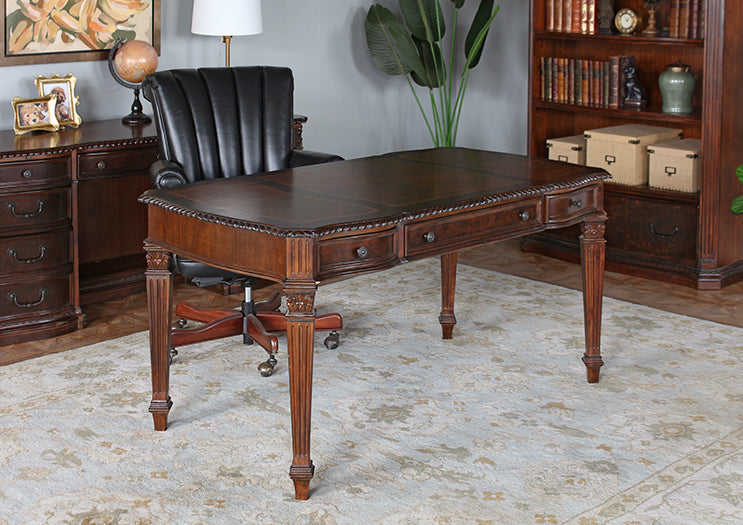 Burled Walnut Writing Desk With Walnut Inlay