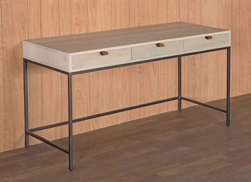 Light Poplar Writing Desk with Leather Pulls