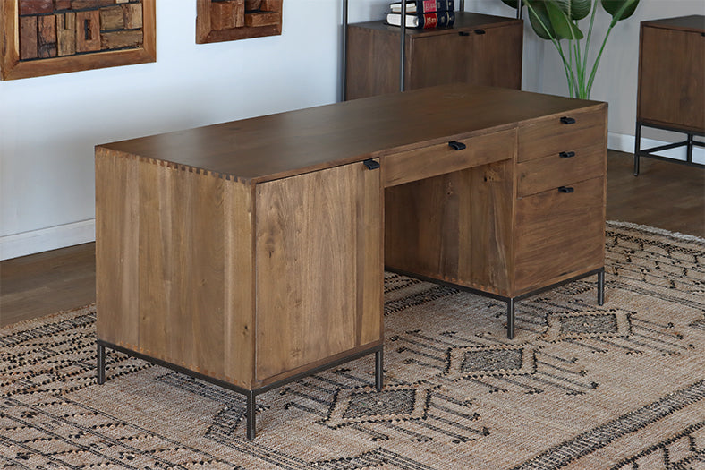 Auburn Poplar Executive Desk with Leather Pulls
