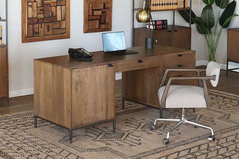 Auburn Poplar Executive Desk with Leather Pulls