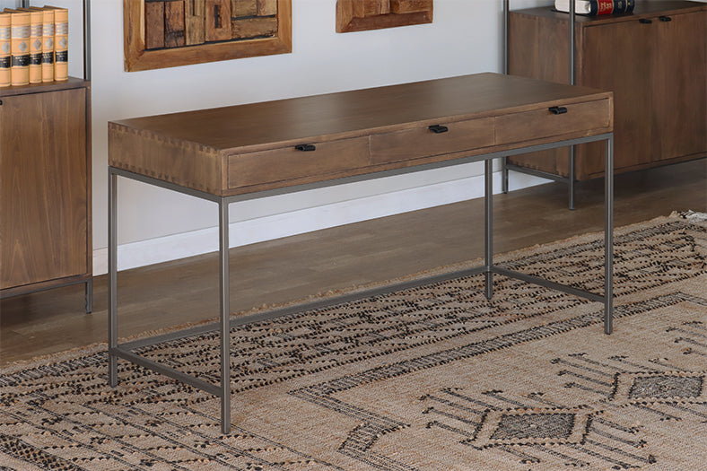 Auburn Poplar Writing Desk with Leather Pulls