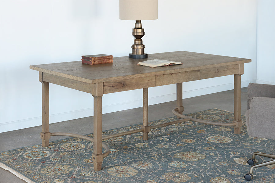 European Style Antique Oak Farmhouse Desk