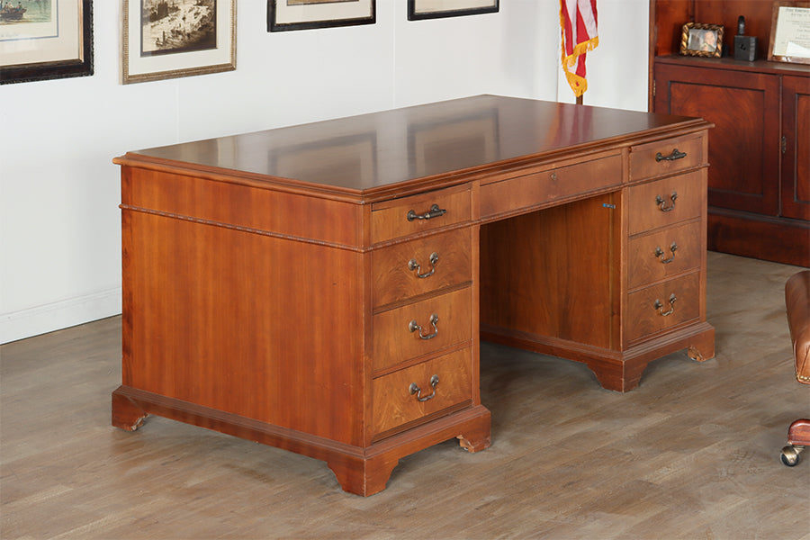 Double Pedestal Oak Executive Desk