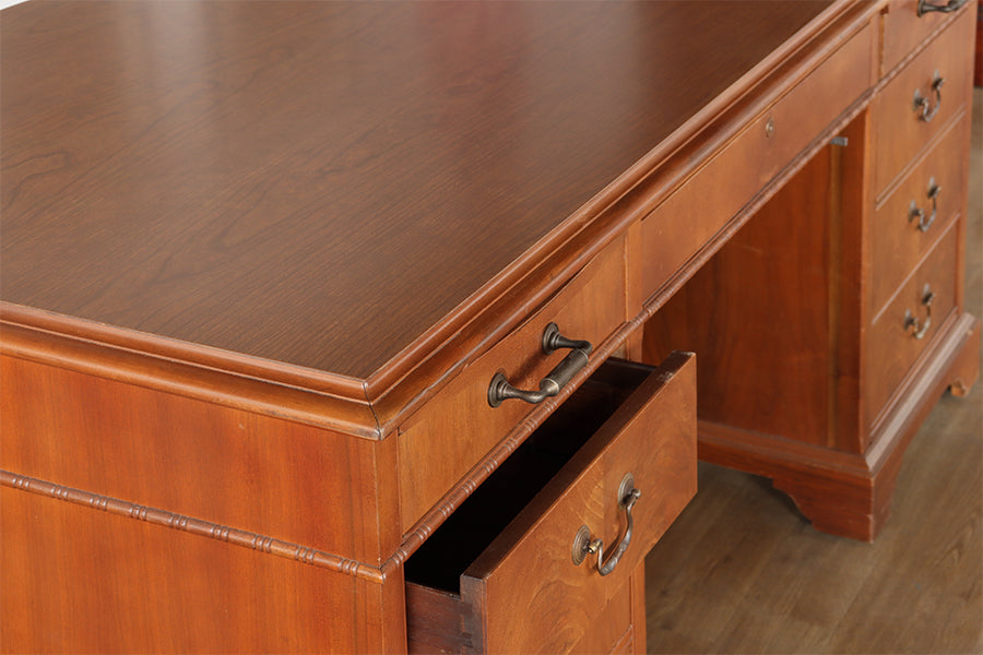Double Pedestal Oak Executive Desk
