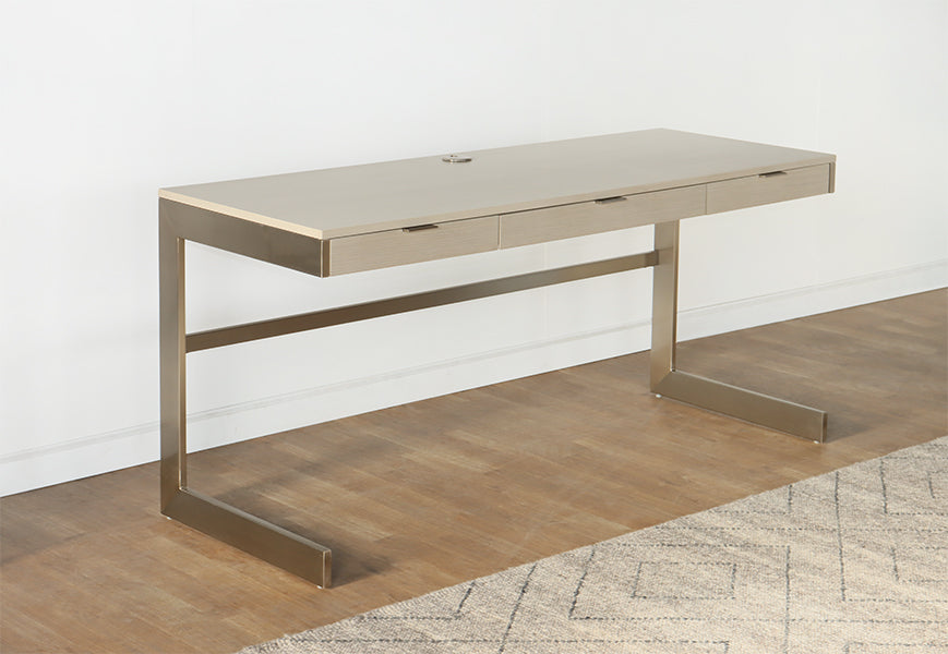 Minimalist Desk with Cantilevered Steel Base