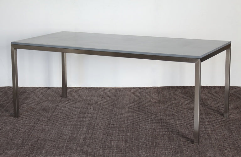 DK43 - Office Table with Metal Frame and Grey Laminate Top