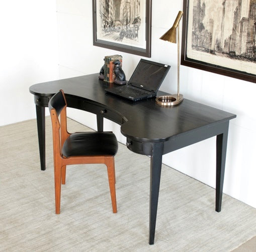 Desk With Bowed Front In Black Hand-Rubbed Mahogany