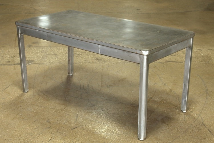 Gray 5' Metal Table With 1 Drawer