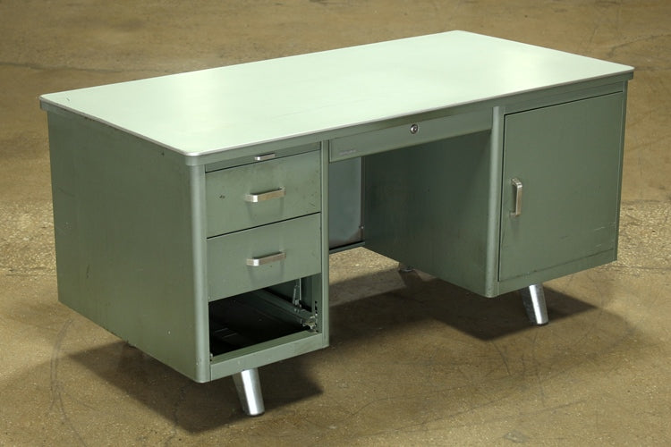 Green Metal Desk With Green Top