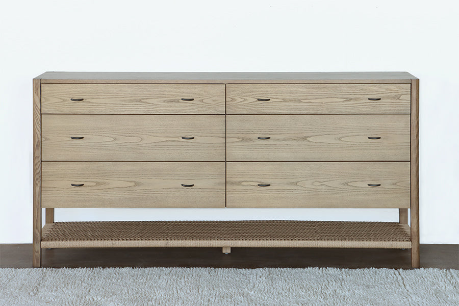 Danish Style Ash Dresser with Woven Shelf
