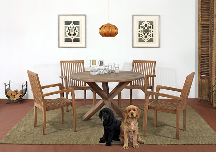 Natural Teak Round Dining Table