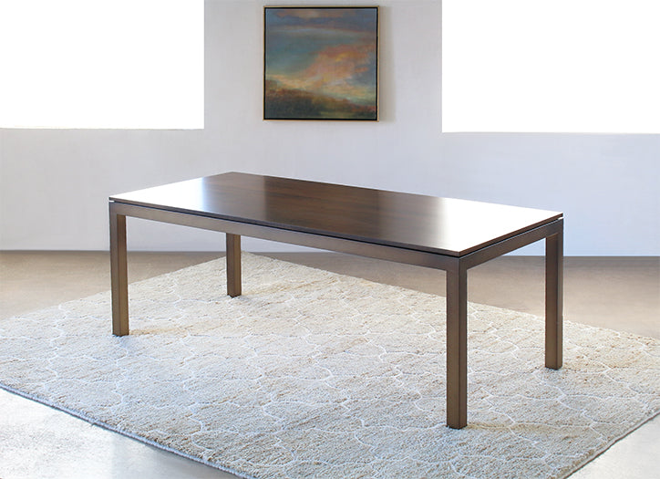 DT123 Mitchell Gold Parsons Dining Table in Vintage Brass with Sienna Finish