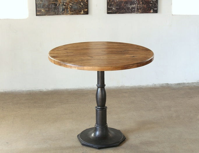 Cast Iron Bistro Table with Reclaimed Wood Top