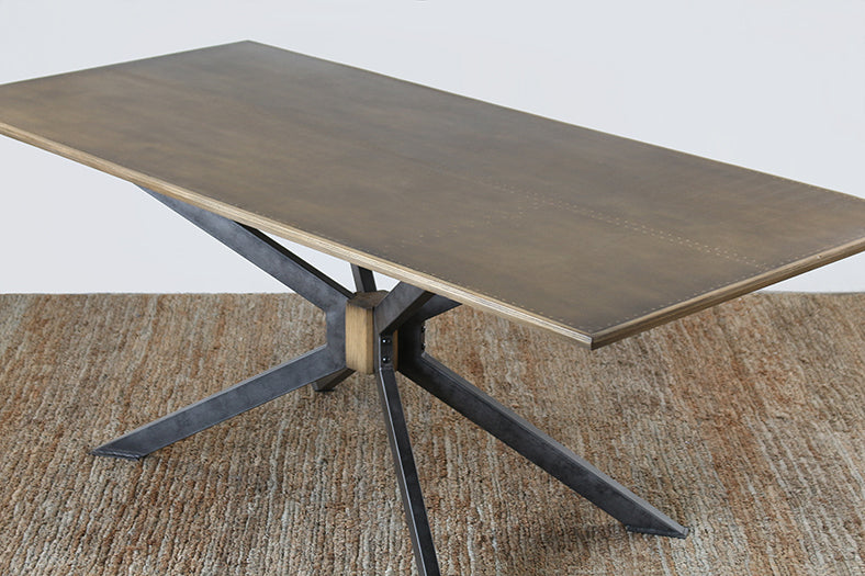 DT130 Industrial Iron and Brass Dining Table