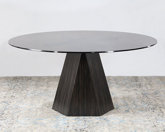 DT153 - Jet Variegated Pedestal Table With Smoke Glass Top
