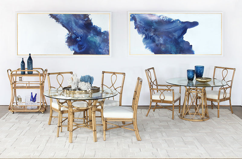 DT156 - Rattan Dining Table With 48-inches Round Glass Top
