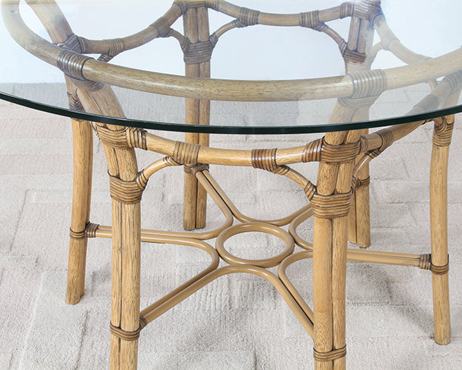 DT156 - Rattan Dining Table With 48-inches Round Glass Top